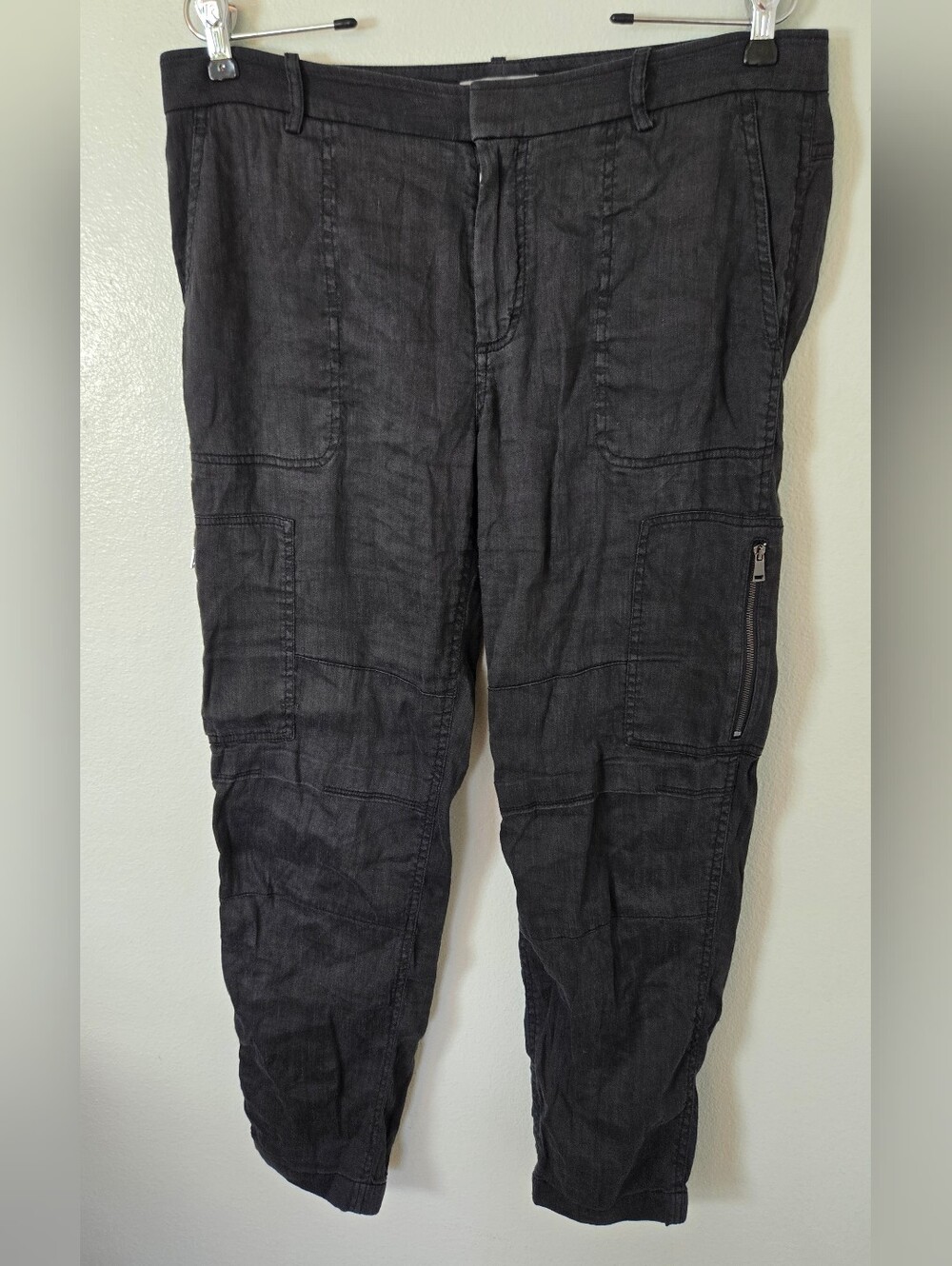 Vince | Black Linen-Blend Cargo Jogger Pants Size 10